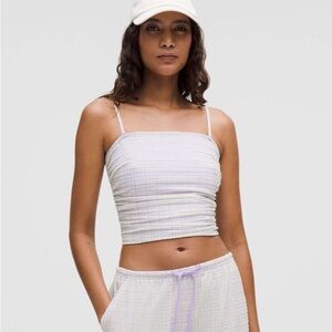Lululemon Seersucker Check Strappy Tank Top Blister Check Butter Cream Large